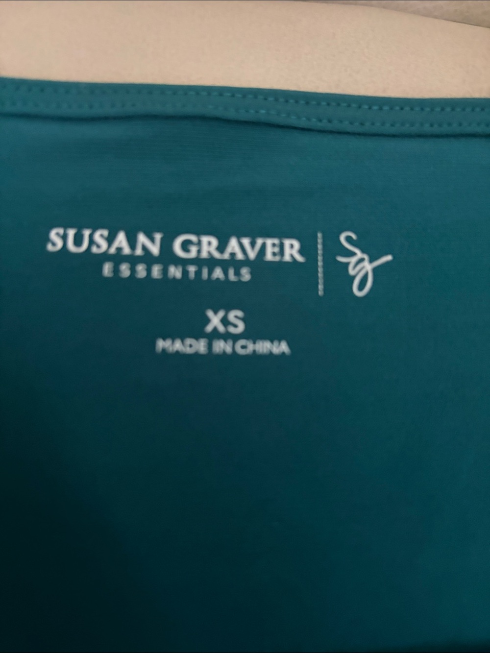 Susan Graver Teal Draped Shoulder Long Sleeve Top - Picture 2 of 2